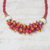 Recycled glass and wood beaded pendant necklace, 'Nuku Beads' - Red Recycled Glass and Wood Beaded Pendant Necklace