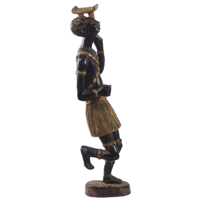 Wood sculpture, 'Okomfo Anokye' - Rustic Sese Wood Sculpture of an African Priest from Ghana