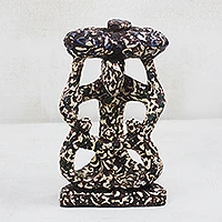 Wood sculpture, 'Abstract Unity' - Abstract Sese Wood Sculpture Crafted in Ghana