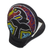 Recycled plastic beaded wood hand mirror, 'Eco Sankofa' - Recycled Plastic Beaded Wood Mask Hand Mirror from Ghana