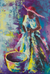 'Empty Bucket' - Signed Expressionist Painting of a Woman from Ghana