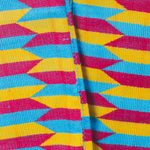 Cotton blend kente scarf, 'Artisan Hands' (3 strips) - Ghanaian 3-Strip Kente Cloth Scarf  in Turquoise and Yellow