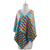 Cotton blend kente shawl, 'Artisan Hands' (4 strips) - Ghanaian 4-Strip Kente Cloth Shawl in Turquoise and Yellow