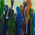 'Complaining Crowd' - Signed Colorful Abstract Painting from Nigeria