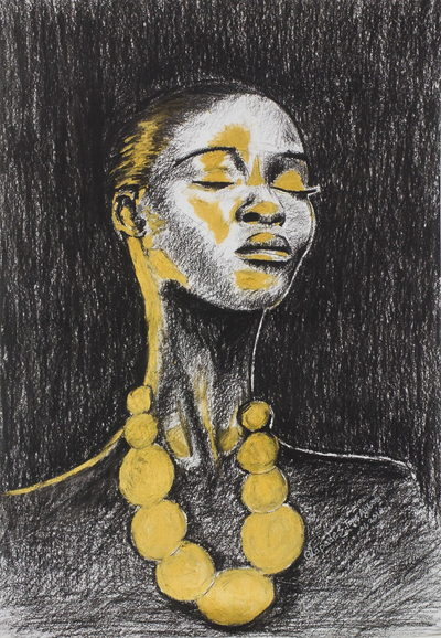 'Beauty' - Signed Expressionist Painting of a Woman from Nigeria