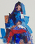 'Lady in Blue' - Signed Nigerian Abstract Painting thumbail