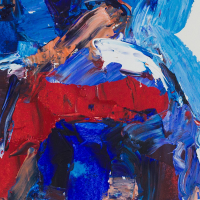 'La dama de azul' - Pintura abstracta nigeriana firmada