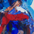 'Lady in Blue' - Signed Nigerian Abstract Painting (image 2b) thumbail