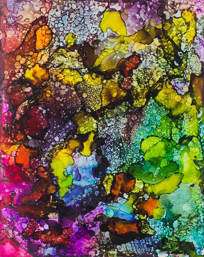 Multicolored Abstract Painting Signed by a Nigerian Artist