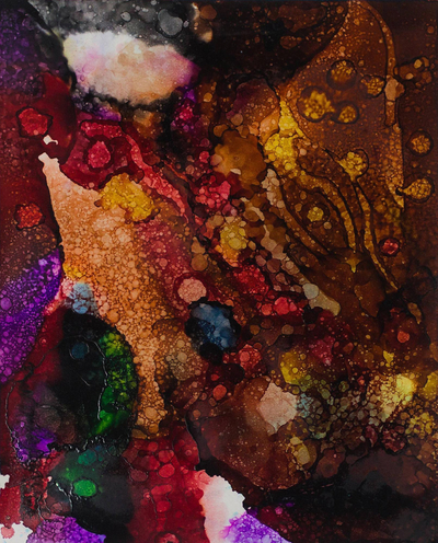 'Stars in Heaven' - Signed Dot Motif Abstract Painting from Nigeria