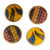 Wood coasters, 'African Hospitality' (set of 4) - Multicolored Wood and Cotton Coasters from Ghana (Set of 4)