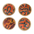 Posavasos de madera, (juego de 4) - Posavasos de algodón y madera naranja y azul (lote de 4)