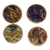 Wood coasters, 'African Illusion' (set of 4) - Handmade Wood and Cotton Coasters from Ghana (Set of 4)