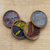 Wood coasters, 'African Design' (set of 4) - Assorted Wood and Cotton Coasters from Ghana (Set of 4)