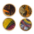 Posavasos de madera, 'Colorful Ntoma' (juego de 4) - Posavasos de madera y algodón de colores de Ghana (juego de 4)