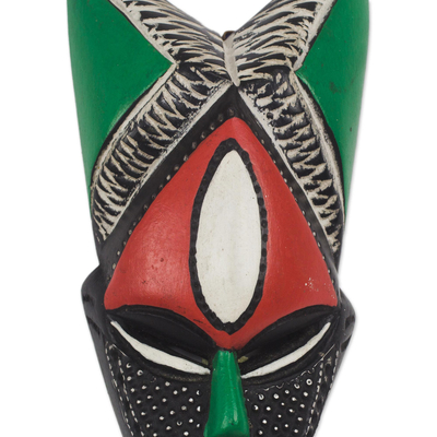 Afrikanische Holzmaske - Gehörnte afrikanische Holzmaske aus Ghana