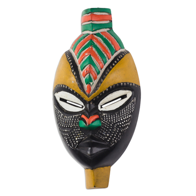 Colorful African Wood Mask from Ghana