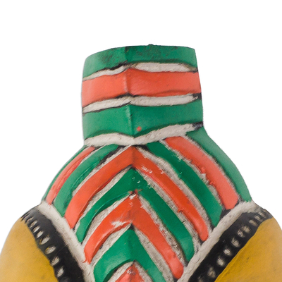 African wood mask, 'African Love' - Colorful African Wood Mask from Ghana