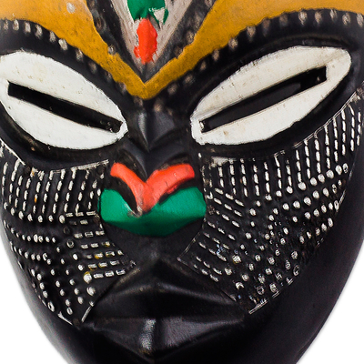 African wood mask, 'African Love' - Colorful African Wood Mask from Ghana