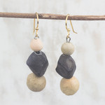 Ceramic beaded dangle earrings, 'Artisanal Grace' - Handcrafted Ceramic Beaded Dangle Earrings from Ghana
