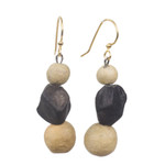 Ceramic beaded dangle earrings, 'Artisanal Grace' - Handcrafted Ceramic Beaded Dangle Earrings from Ghana