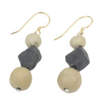 Ceramic beaded dangle earrings, 'Artisanal Grace' - Handcrafted Ceramic Beaded Dangle Earrings from Ghana