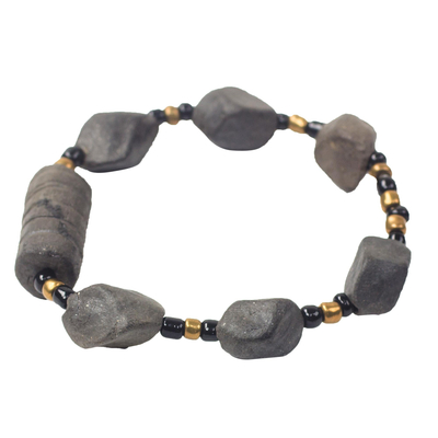 Ceramic and Recycled Plastic Beaded Stretch Bracelet