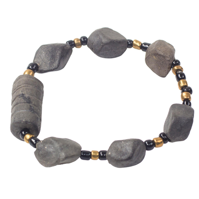 Ceramic and recycled plastic beaded stretch bracelet, 'Fascinating Rocks' - Ceramic and Recycled Plastic Beaded Stretch Bracelet