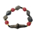 Ceramic and recycled glass beaded stretch bracelet, 'Eco Black and Red' - Ceramic and Recycled Glass Beaded Stretch Bracelet