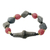Ceramic and recycled glass beaded stretch bracelet, 'Eco Black and Red' - Ceramic and Recycled Glass Beaded Stretch Bracelet
