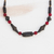 Terracotta and recycled glass beaded necklace, 'Ladzo' - Handmade Black and Red Beaded Necklace