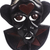 African wood mask, 'Abusua Love' - Heart Motif African Wood Mask in Black from Ghana