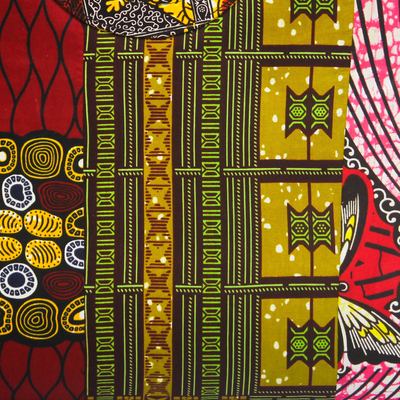 Handtasche aus Baumwolle - Bedruckte Baumwollhandtasche mit runden Griffen aus Ghana