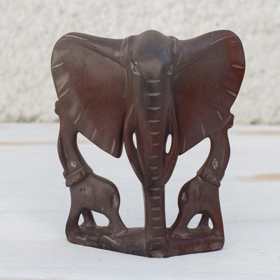 Soapstone sculpture, 'Elephant Greatness' - Elephant-Themed Soapstone Sculpture from Ghana
