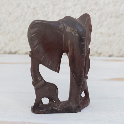 Soapstone sculpture, 'Elephant Greatness' - Elephant-Themed Soapstone Sculpture from Ghana