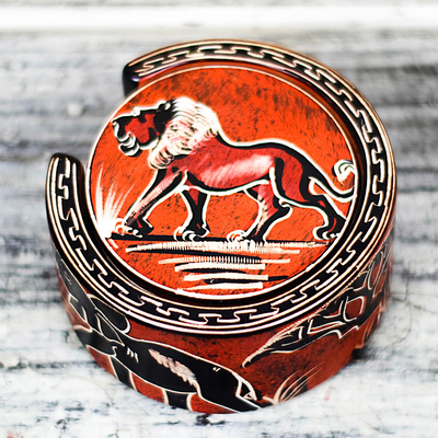 Soapstone coasters, 'African Kingdom' (set of 6) - Animal-Themed Soapstone Coasters Crafted in Ghana (Set of 6)