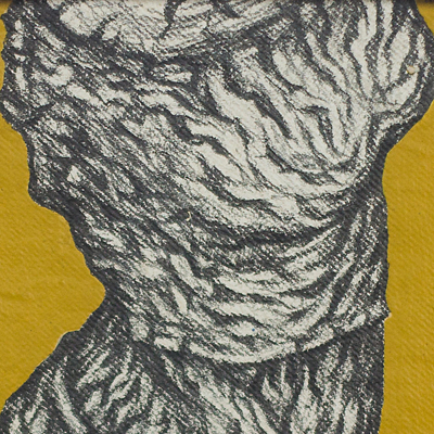 'Live-Long' - Glass Framed Female Form Painting on Yellow from Ghana