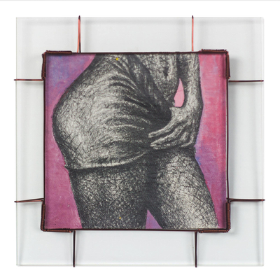 'Behold' - Glass Framed Painting of a Woman's Hips on Pink from Ghana
