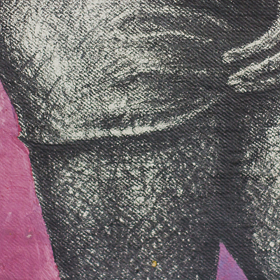 'Behold' - Pintura enmarcada en vidrio de las caderas de una mujer en rosa de Ghana