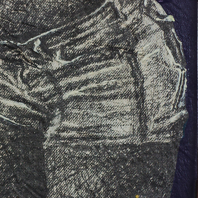 'Soft Shell' - Pintura expresionista enmarcada en vidrio de las caderas de una mujer