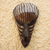 African wood mask, 'Rustic Stripes' - Rustic Striped African Wood Mask from Ghana (image 2) thumbail