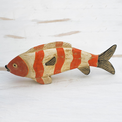 Wood sculpture, Striped Fish