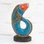 Wood sculpture,' Fish Curl' - Rustic Wood Fish Sculpture in Blue from Ghana (image 2) thumbail