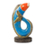 Wood sculpture,' Fish Curl' - Rustic Wood Fish Sculpture in Blue from Ghana thumbail