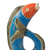 Wood sculpture,' Fish Curl' - Rustic Wood Fish Sculpture in Blue from Ghana (image 2e) thumbail