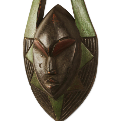 Máscara de madera africana - Máscara Africana de Madera con Calado de Ghana
