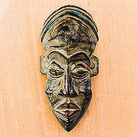 African wood mask, 'Honest Face' - African Wood Mask with a Distressed Finish from Ghana