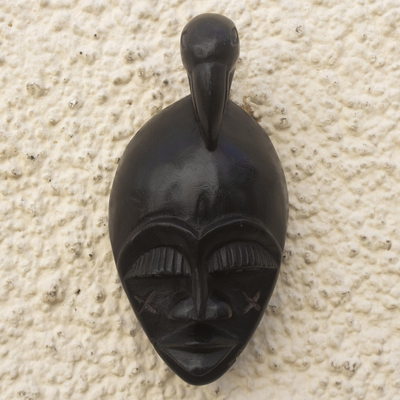 African wood mask, 'Ahofie' - Hand Made Sese Wood Mask from Africa