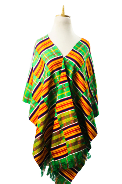 Kente-Schal aus Viskose- und Baumwollmischung - Mehrfarbiger Kente-Schal aus Viskose- und Baumwollmischung aus Ghana