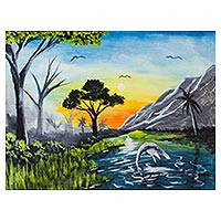 'The Water of Healing' - Signed Seascape Painting by a Ghanaian Artist